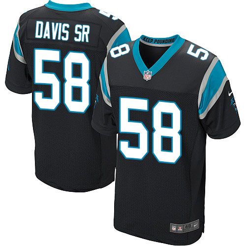Nike Panthers #58 Thomas Davis Sr Black Team Color Men's Stitched NFL Elite Jersey - Click Image to Close